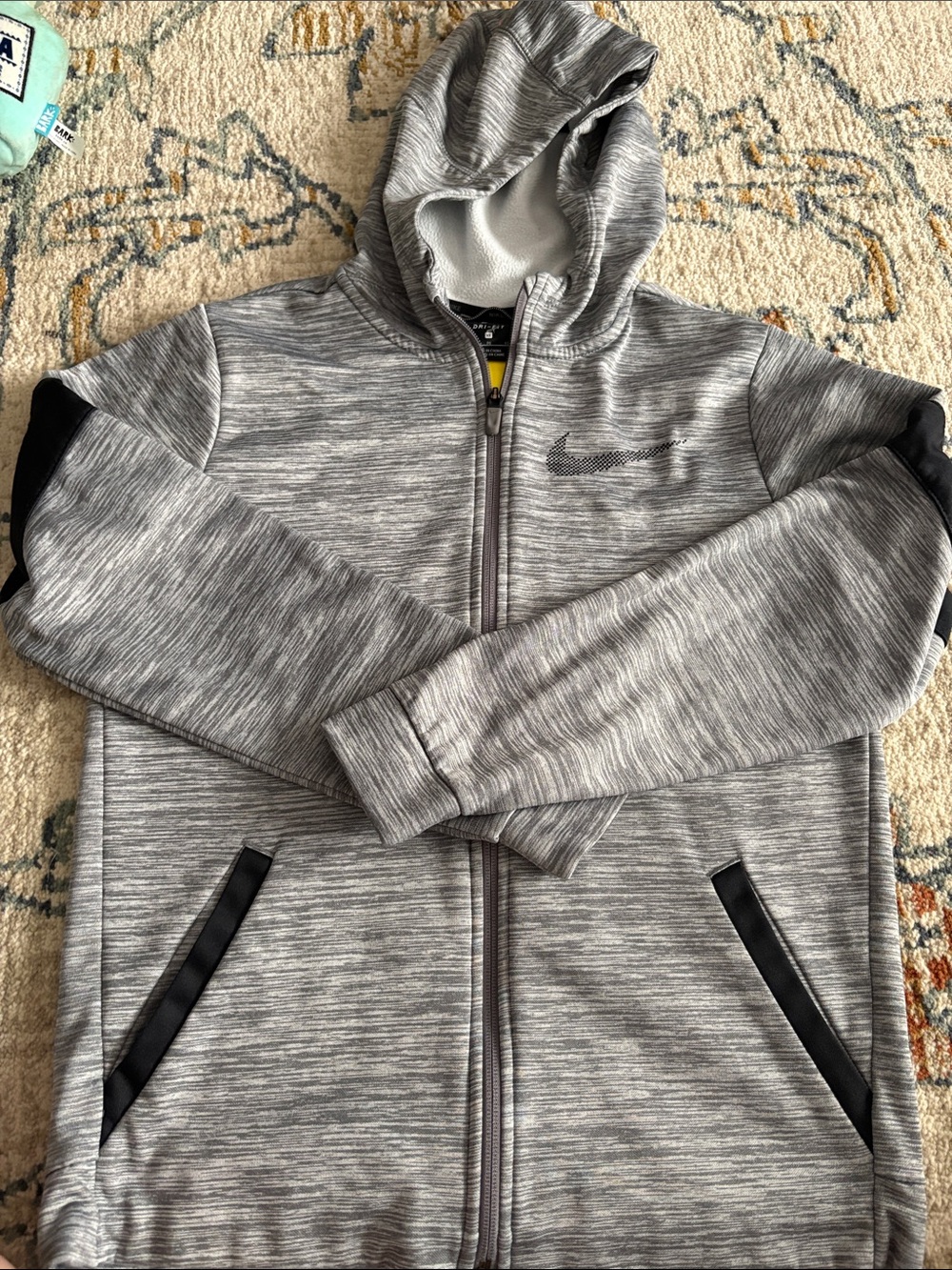Nike Gray Marled Full-Zip Hoodie with Black Trim